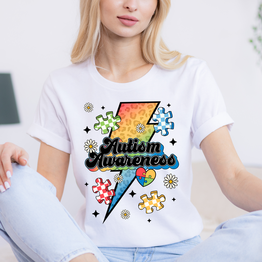 Autism Awareness Lightning Bolt DTF Transfer 06318