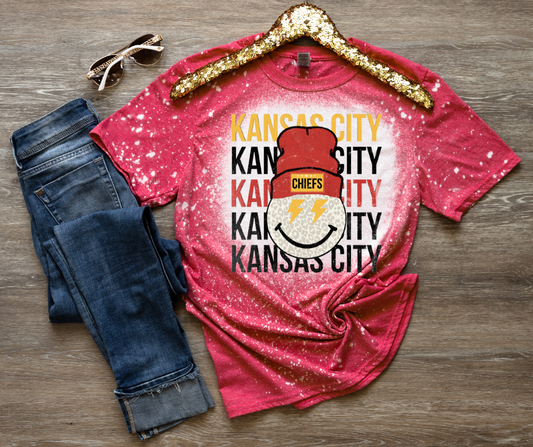 Kansas City Stacked Happy Face Beanie DTF Transfer 06383