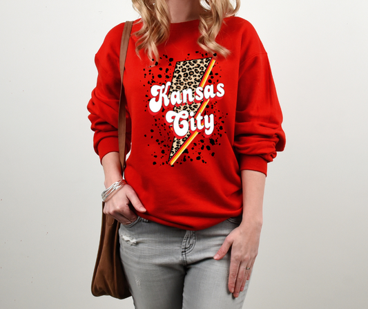 Kansas City Leopard Bolt DTF Transfer 06386