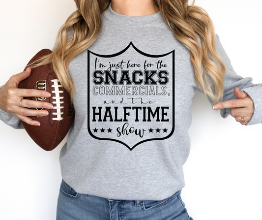 Just Here for the Snacks, Commercials, and Half-time Show DTF Transfer 06391