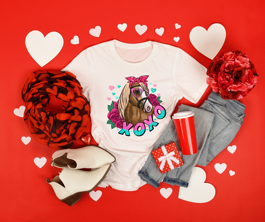 XOXO Horse Valentine DTF Transfer 06445