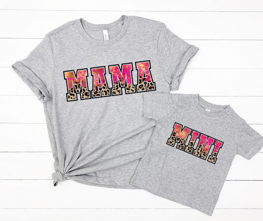 Mama Mini Pink Gold Leopard DTF Transfer 06292