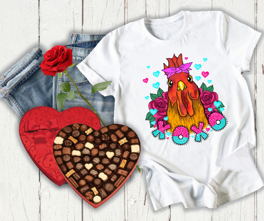 XOXO Rooster Valentine DTF Transfer 06443