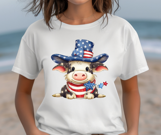 Patriotic Cow DTF Transfer 06237