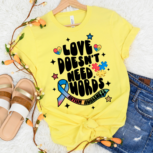 Love Doesn't Need Words Autism DTF Transfer 06317