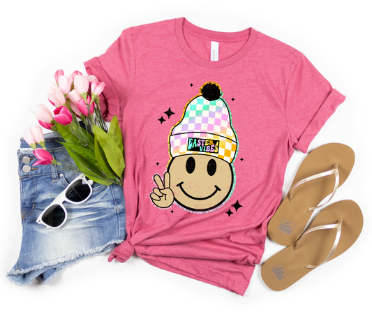 Easter Vibes Smile Beanie DTF Transfer 06327