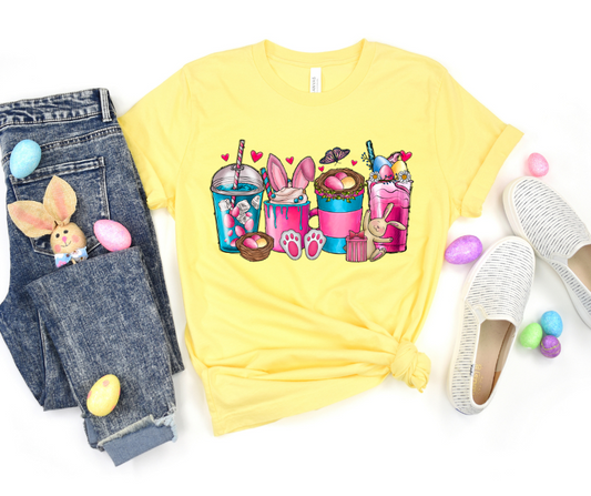 Pink and Blue Easter Latte DTF Transfer 06433