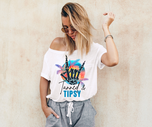 Tanned and Tipsy Skellie Hand DTF Transfer 06205