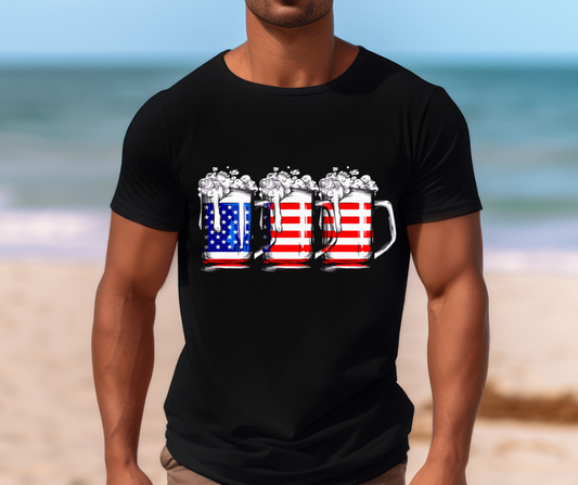 Patriotic USA Flag Beer DTF Transfer 06245