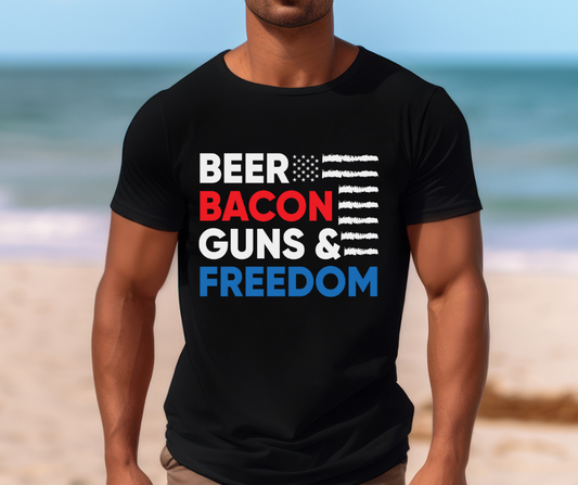 Beer Bacon Guns and Freedom DTF Transfer 06250