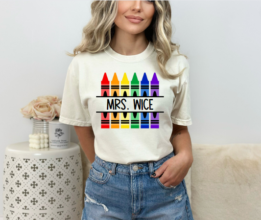 Custom Crayon Teacher DTF Transfer 06195