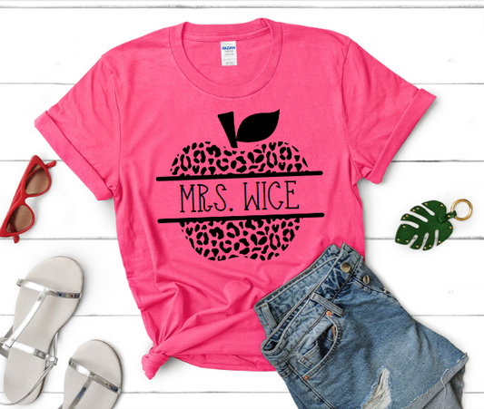 Leopard Apple Teacher Custom DTF Transfer 06196