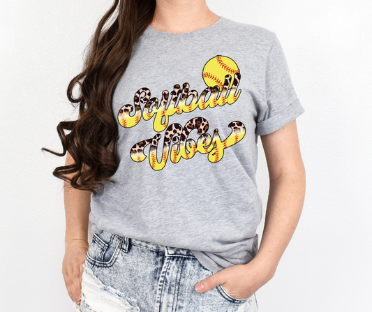 Softball Vibes Leopard DTF Transfer 06569