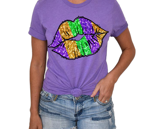 Mardi Gras Lips DTF Transfer 06509