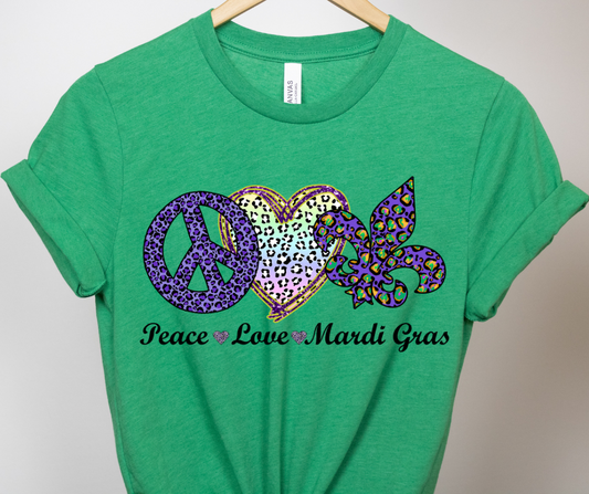 Peace Love Mardi Gras DTF Transfer