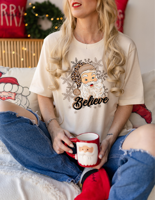 Leopard Santa Believe DTF Transfer 06551