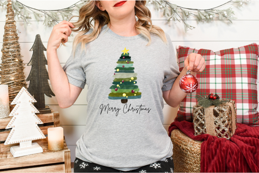 Watercolor Merry Christmas Tree DTF Transfer 06546