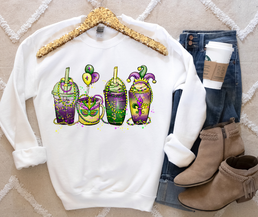 Mardi Gras Coffee Latte DTF Transfer 06504