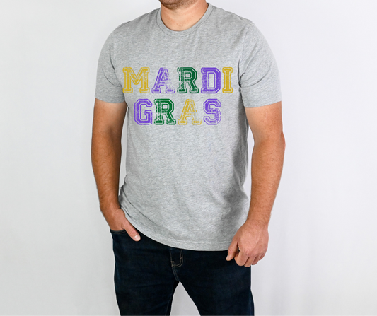 Distressed Mardi Gras DTF Transfer 06505