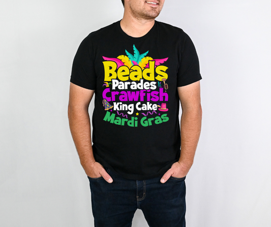 Beads Parades Crawfish King Cake Mardi Gras DTF Transfer 06498